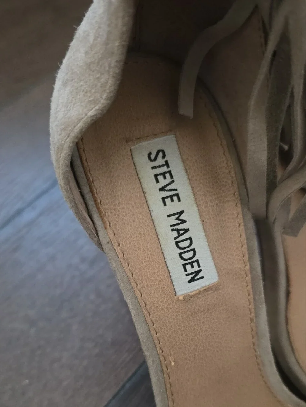 Steve Madden Taupe Suede Fringe Ankle-Strap Stilettos